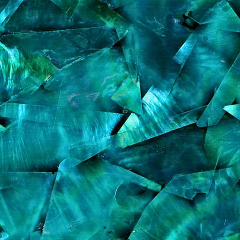Ocean Shell Studios. Mother of Pearl Shell Inlay Veneer for DIY or Professional Inlay Embellishments - Sustainable New Zealand Turquoise Green- with 3M Double Sided Tape Backing - 9.45"X2.75" - Image 1